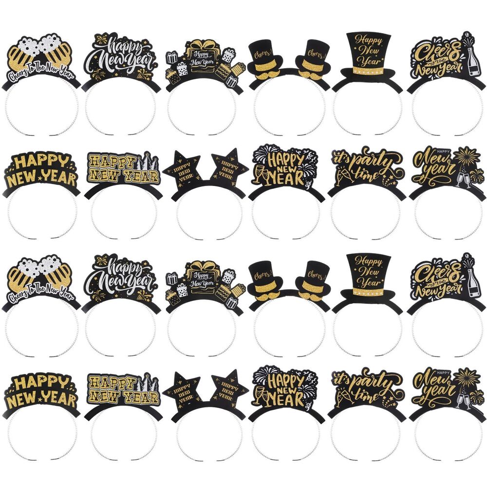 6111 24 Pcs Happy New Year Headband 2026 New Year Eve Party Supplies Favor